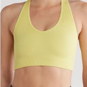 Free People Movement Free Throw Crop Tank Top Size Small Neon Lemon Yellow
